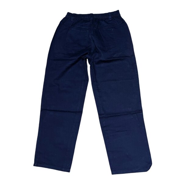 Woman Within NWT Perfect Relaxed Elastic Waist Cotton Jean Sz 12 Wide Petite Nav - Picture 7 of 8